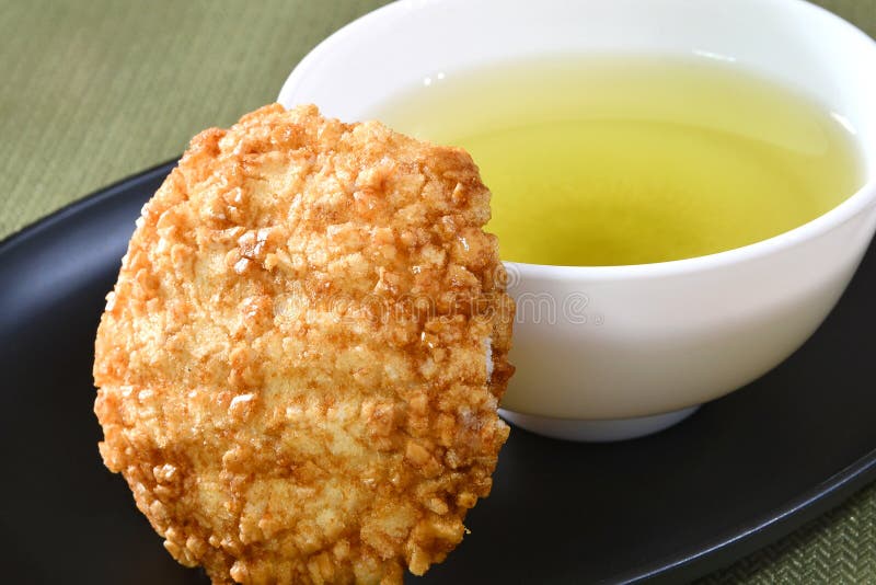 Japanese Rice Cracker with Green Tea. Stock Image Image of japan