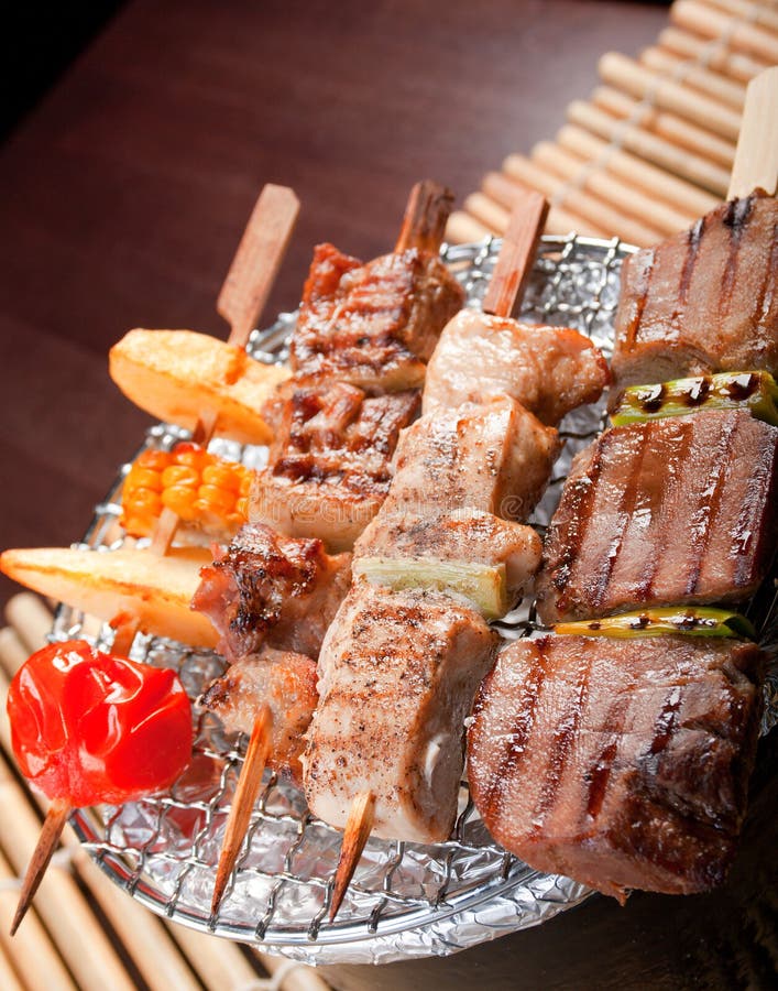 Japanese skewered meat stock image. Image of pork, food 21461115