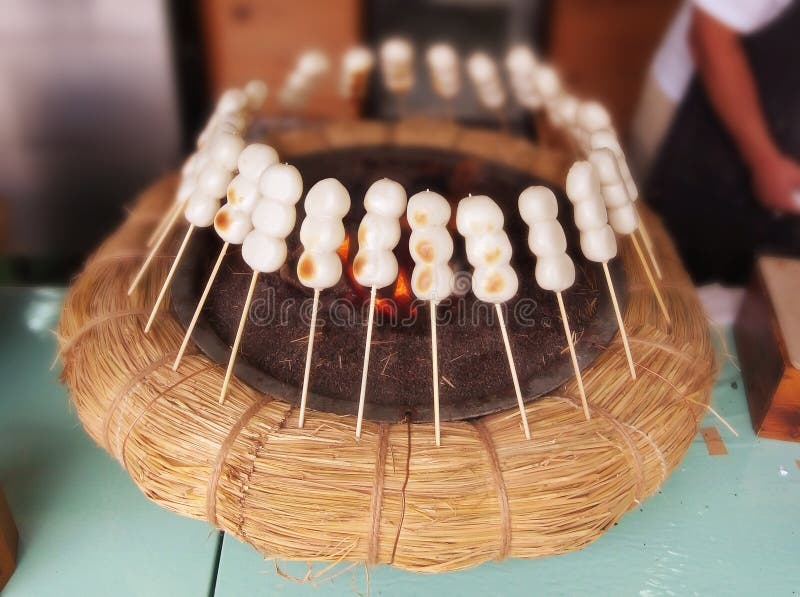 Japanese skewered rice dumplings. stock image