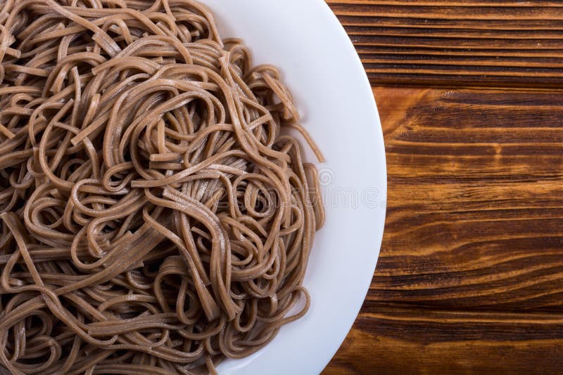 Japanese Soba Noodles On A Plate Stock Image Image Of Isolated Bowl