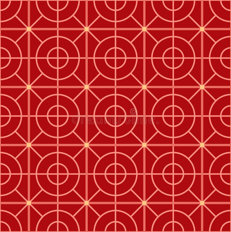 Japanese Square Circle Line Vector Seamless Pattern stock illustration