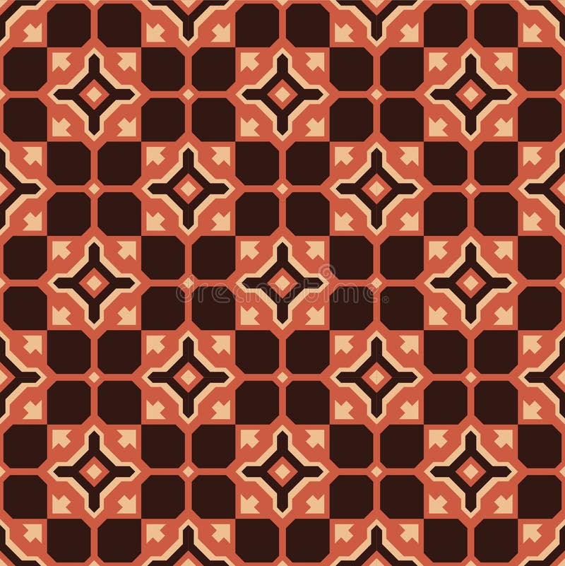 Japanese Square Flower Mosaic Vector Seamless Pattern stock illustration