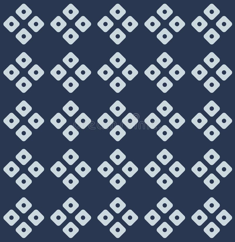 Japanese Square Flower Vector Seamless Pattern stock illustration