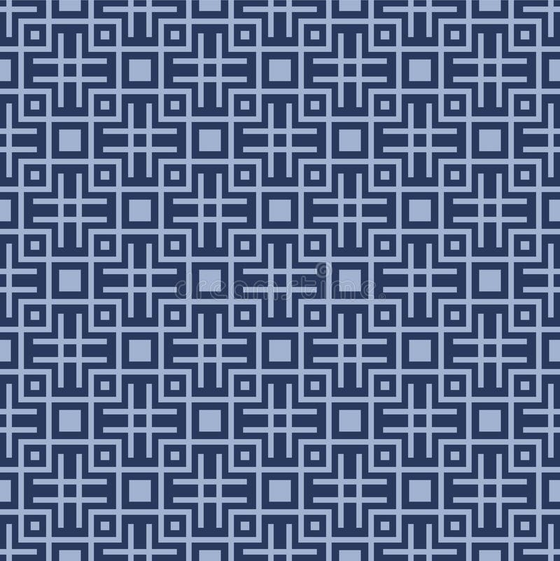 Japanese Square Maze Net Vector Seamless Pattern stock illustration