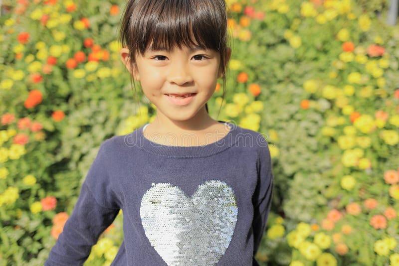 Japanese Student Girl in Flower Garden Stock Image Image of eight
