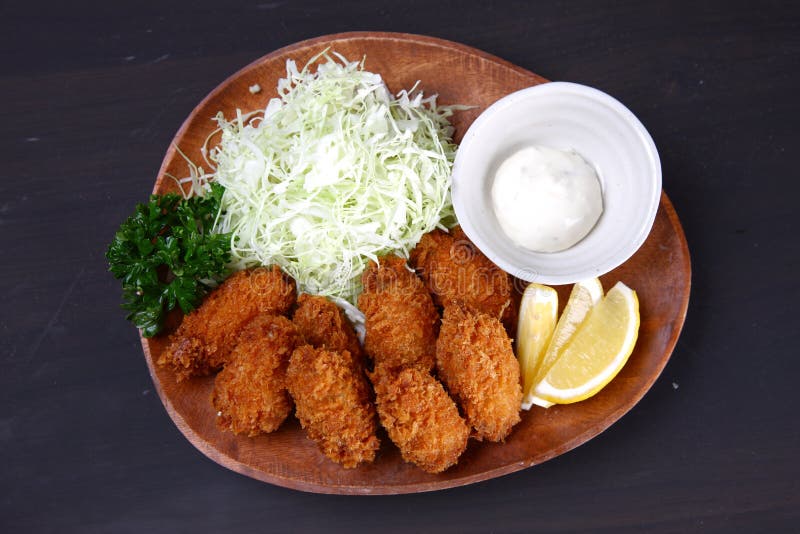 Japanese Style Deep Fried Oysters with Tartar Sauce Stock Image Image