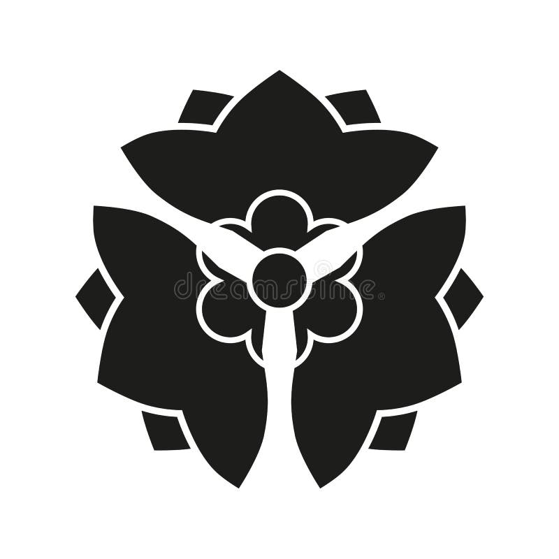 Japanese Style Flower Design. Kamon Symbol of Japan Stock Vector