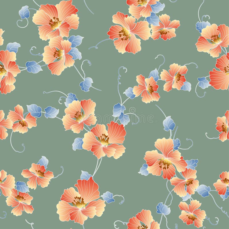 Japanese Style Flower Pattern, Design of a Japanese Style Flower, Stock