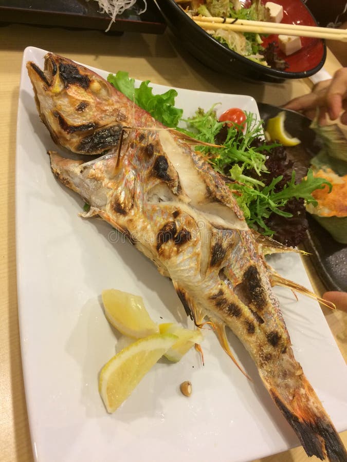 Japanese Style Grilled Whole Fish Stock Photo - Image of dish ...