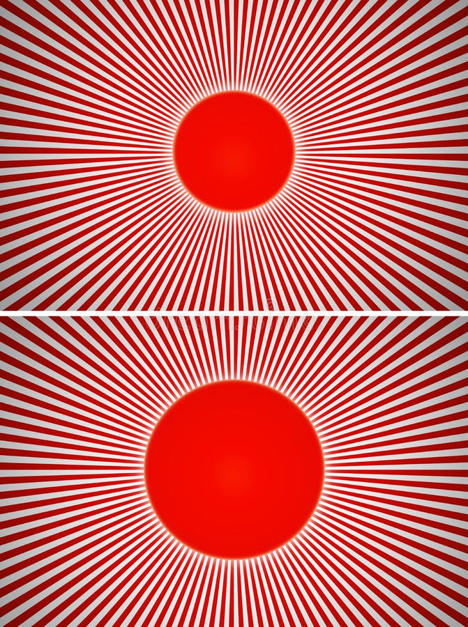 Japanese Flag with Light Rays Stock Illustration - Illustration of