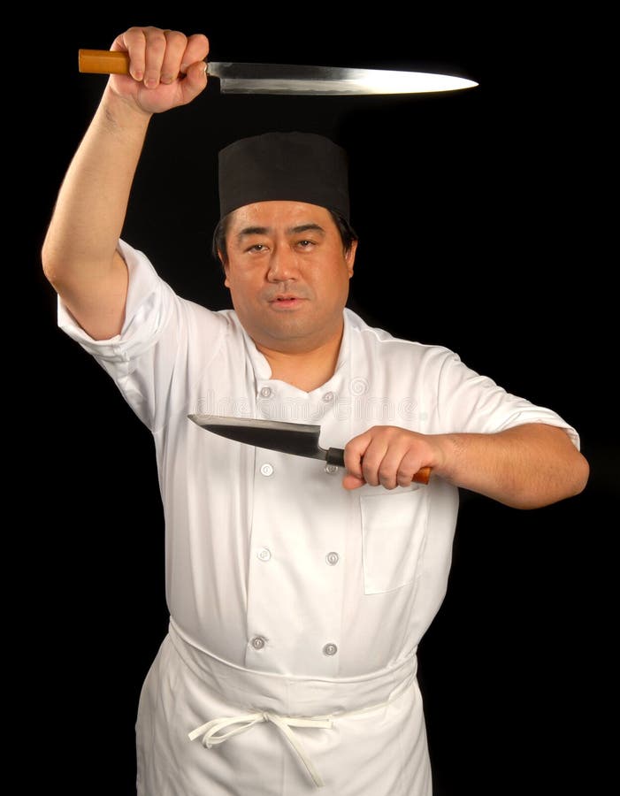 Japanese sushi chef with his k