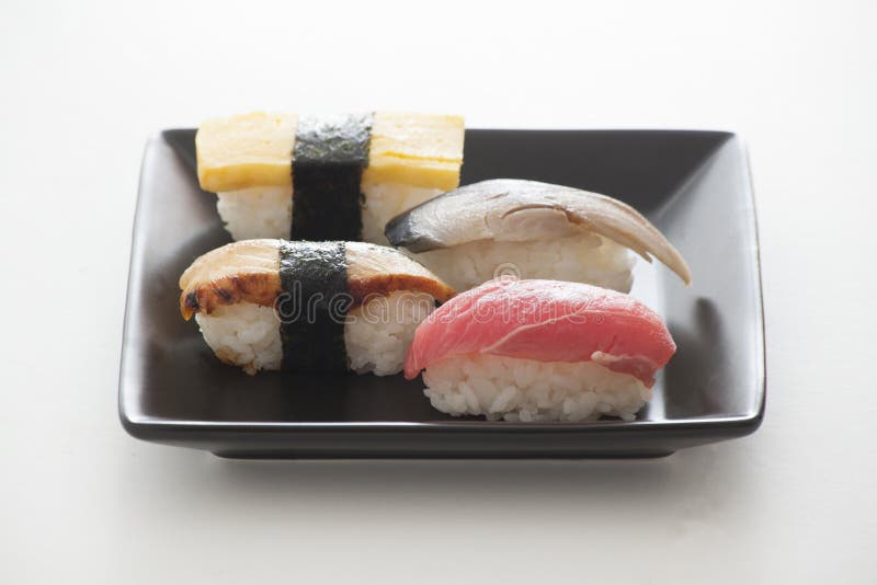 Japanese Sushi Egg, Tuna, Eel, Swordfish Stock Photo Image of menu