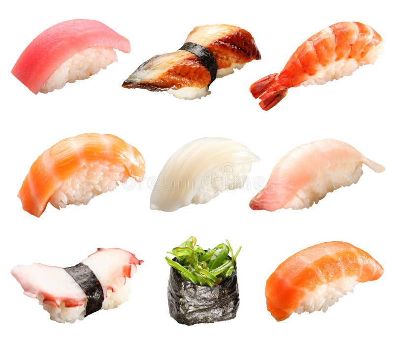 Japanese sushi isolated on a white