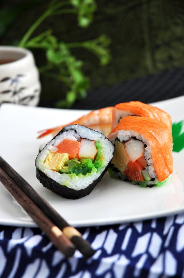 Japanese sushi on plate stock photo. Image of maki, meal 59957696