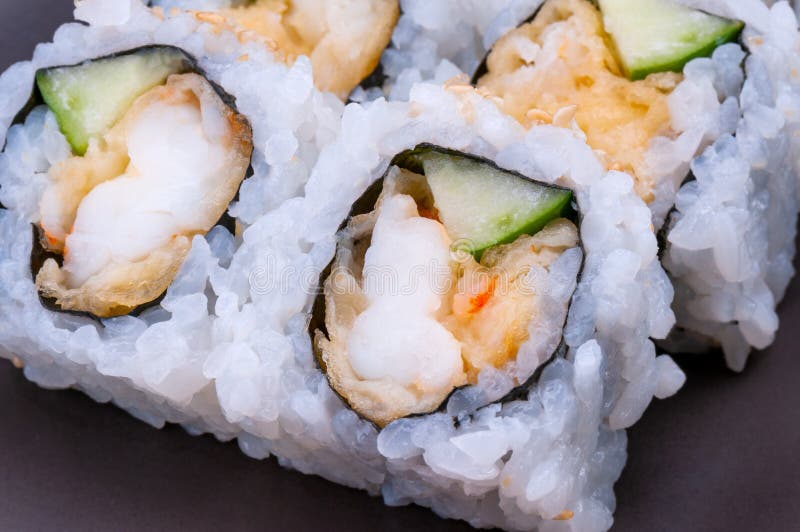 Japanese Sushi Roll with Shrimp Tempura Stock Image Image of