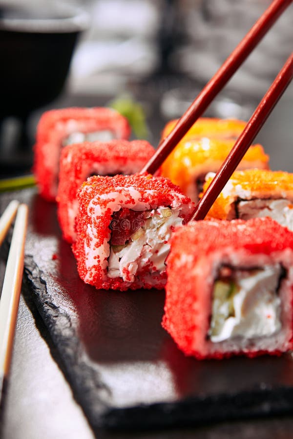 Japanese Sushi Rolls stock photo. Image of nori, background - 156611300