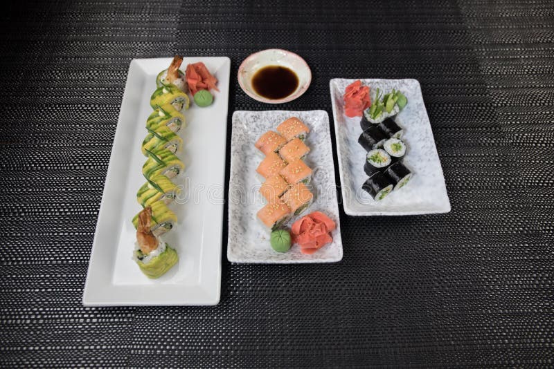 Japanese Sushi Set with Ready To Serve. Beautiful Style Table Sushi Image - Image of avocado, meal: 138973857