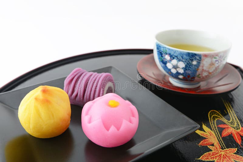 Japanese Sweets and Green Tea Stock Image Image of white, sweets