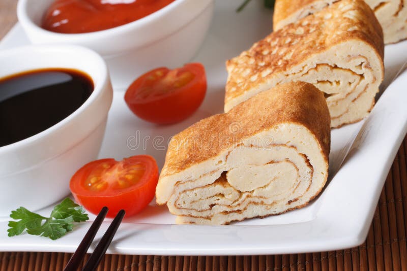 Japanese Tamago Egg Sauce Vegetables Horizontal Stock Photos Free
