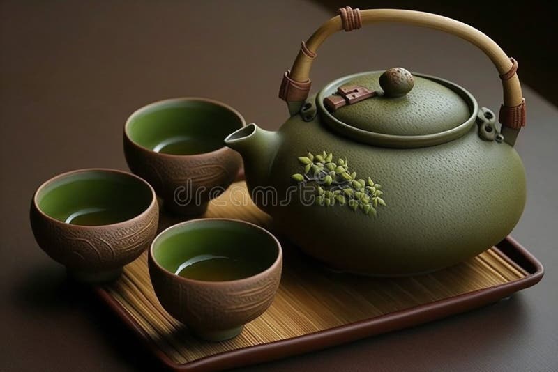 Japanese Tea Set Made from Ceramic Stock Illustration Illustration of