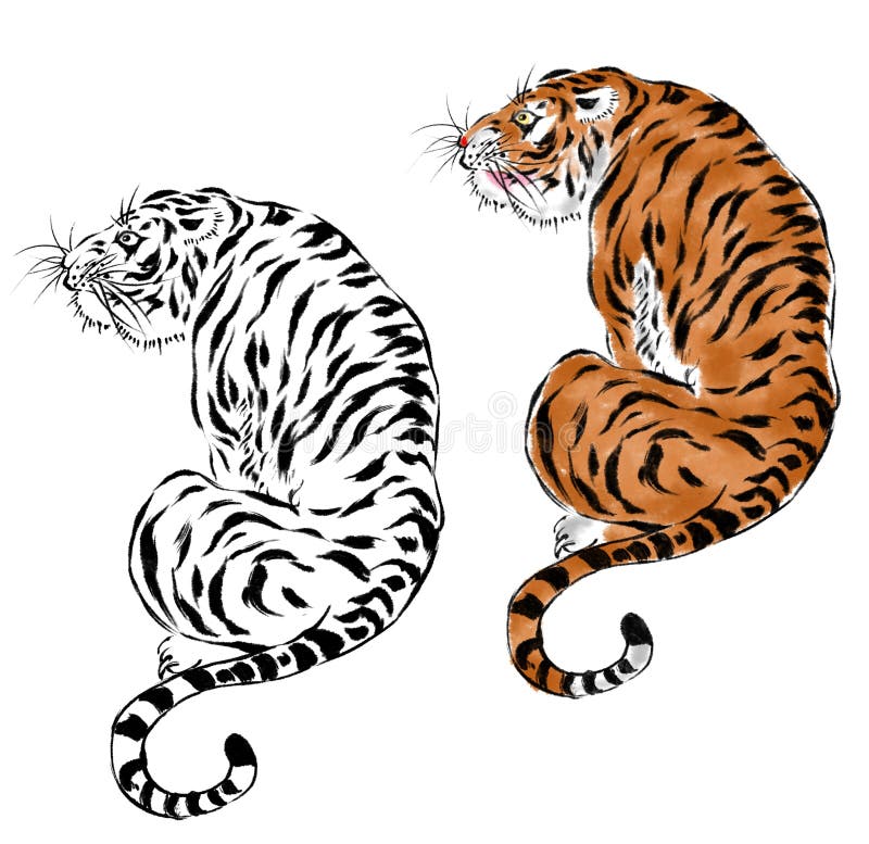 Japanese tiger stock illustration. Illustration of berserk - 42379645