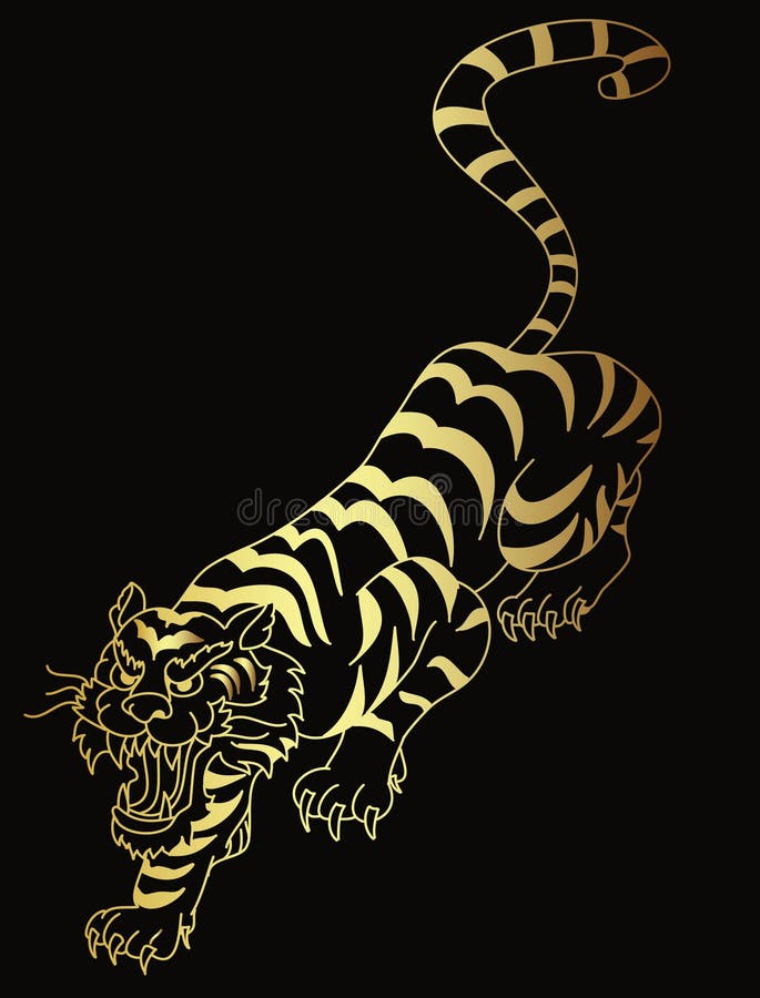 Japanese Tiger Tattoo Design Vector Stock Vector - Illustration of