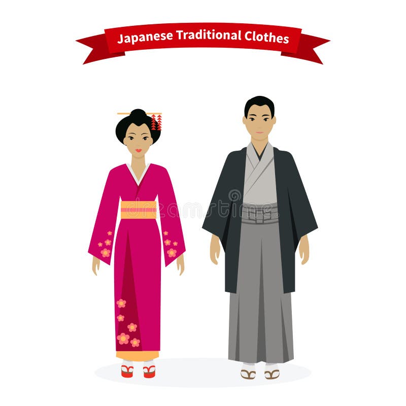 Japanese Traditional Clothes People Stock Vector - Illustration of ...