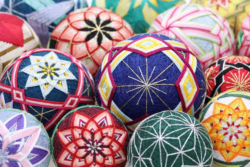 Japanese traditional colorful temari ball