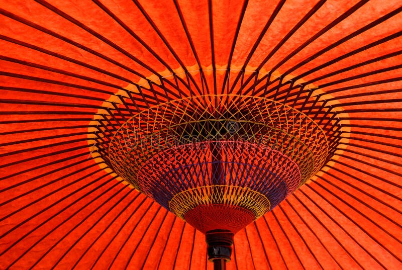 Japanese Traditional Red Umbrella Stock Photo Image of green