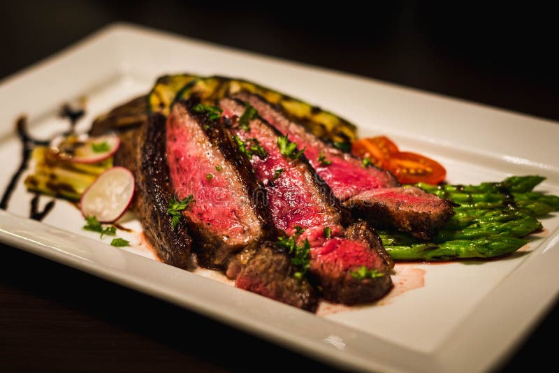 Japanese Wagyu Grade A5 Seared Medium Rare and Served with Grilled