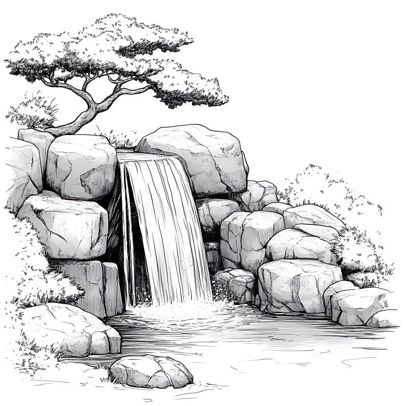 Waterfall Japanese Art Stock Illustrations – 1,219 Waterfall