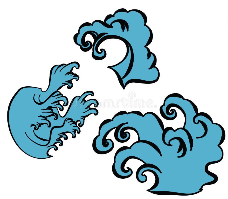 Japanese Wave Tattoo Design Isolate Vector Stock Vector - Illustration