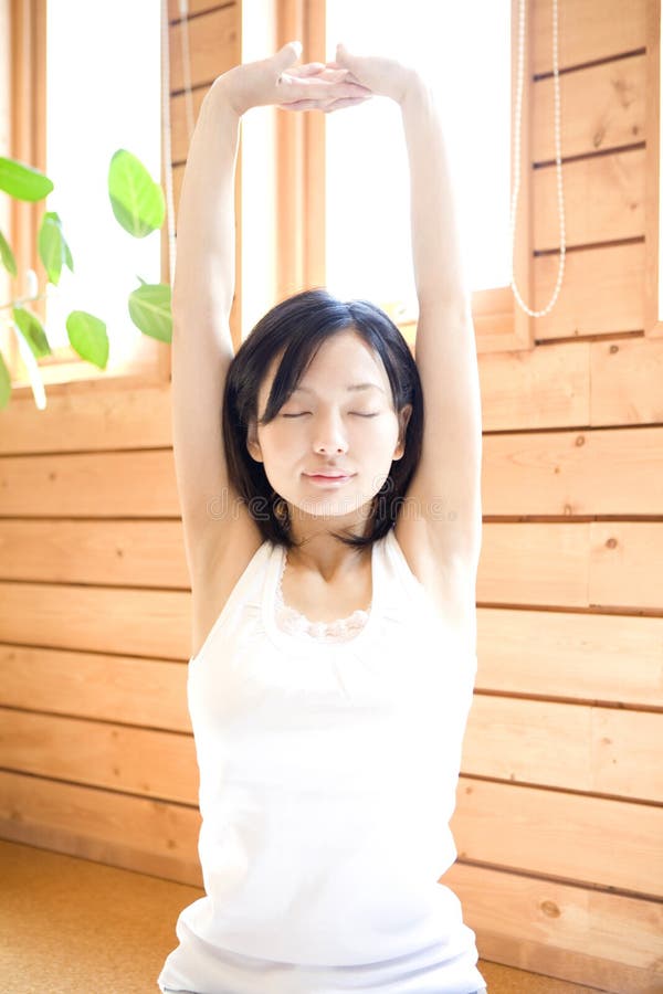 Japanese Woman Doing Exercise Stock Image Image of people, health