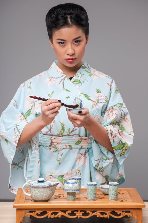 Asian Woman Preparing Tea Ceremony Stock Image - Image of beautiful ...