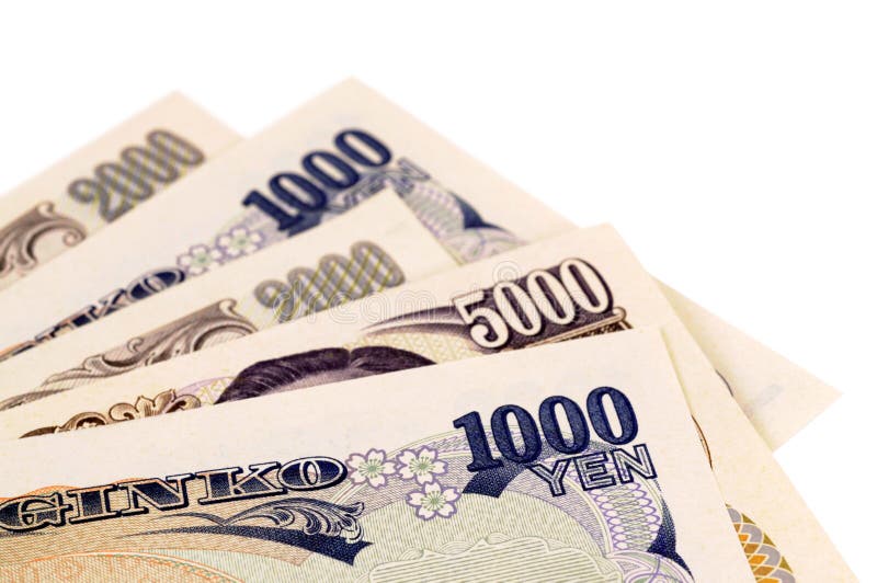 Japan Money, Various Japanese Yen Currency Bills Isolated On White