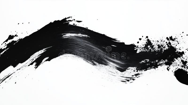 Japanesestyle abstrakte schwarze Splash Farbe Pinselstriche und Fleckgrunge isoliert auf einem weißen Hintergrund lizenzfreie abbildung