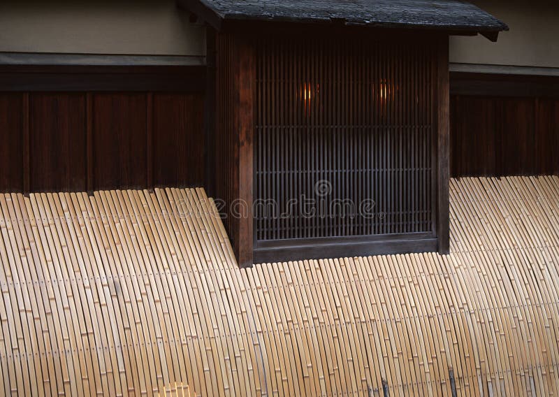Japanische Fenster und Wände mit Bambusstreifenhintergrund lizenzfreie stockfotografie Japanische Fenster und Wände mit Bambusstreifenhintergrund lizenzfreie stockfotografie