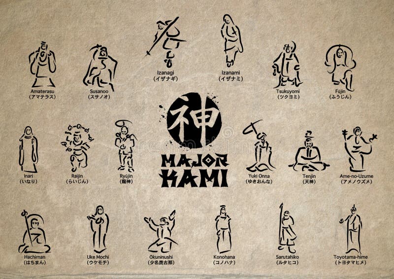 Japanische Gottheiten stock abbildung. Illustration von gering - 44293859