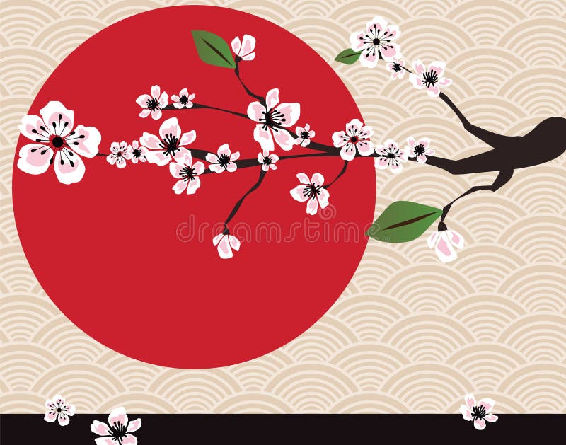 Japanische Karte mit Kirschblüte