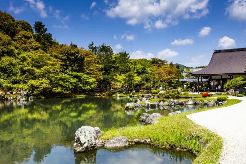 Japanischer Zengarten Im Kinkakuji Tempelpark, Kyoto Stockbild Bild