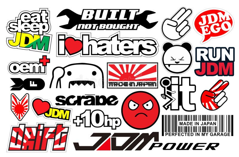 Japanse autooverdrukplaatjes en stickers in vectorformaat