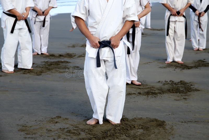 Download Japanse Karatevechtsporten Die Bij Het Strand Opleiden Stock Afbeelding - Afbeelding bestaande uit cultuur, actie: 107706069
