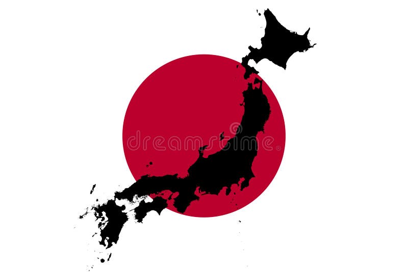 Japansilhouetteinnationalflag vector illustratie
