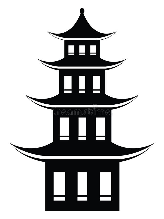 Japansk Pagoda Temple Design Vektor Illustrationer - Illustration av