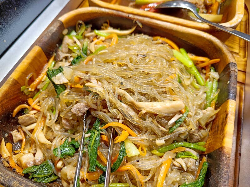 Japchae or Stir Fry Glass Noodle Korean Food Stock Photo - Image of