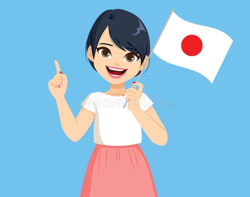 Japoneză care deține pavilionul japonez vector illustration
