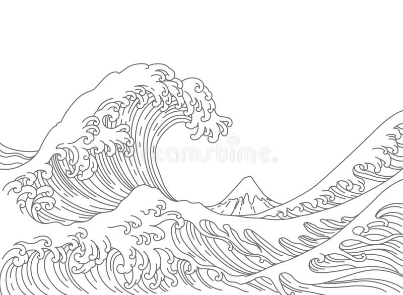 Japonia falowego wektoru wielka ilustracja ilustracji Japonia falowego wektoru wielka ilustracja ilustracji