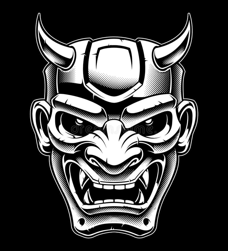 Oni demon vector art. Vector illustration on dark background. Oni demon vector art. Vector illustration on dark background.