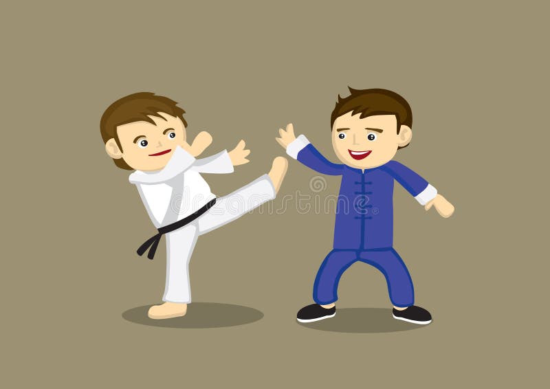 Japoński karate Versus chińczyka Kung Fu wektoru ilustracja ilustracja wektor
