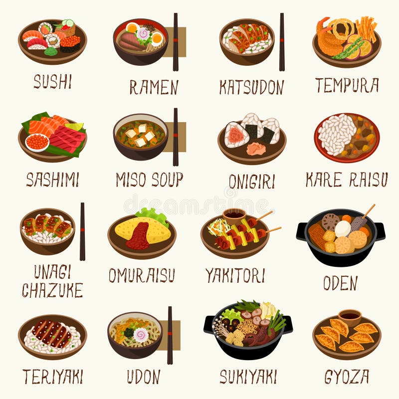 Japońskiej kuchni ilustraci wektorowy set ilustracja wektor Japońskiej kuchni ilustraci wektorowy set ilustracja wektor